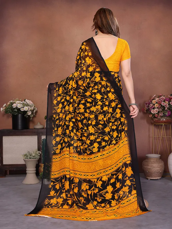 Printed_Georgette_Saree_With_UnStitched_Blouse_Piece_(Yellow)