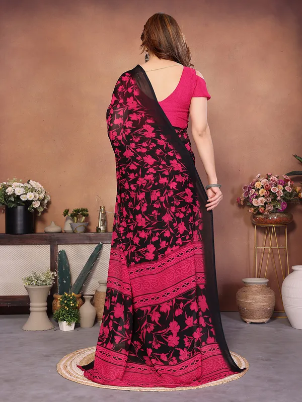 Printed_Georgette_Saree_With_UnStitched_Blouse_Piece_(Pink)