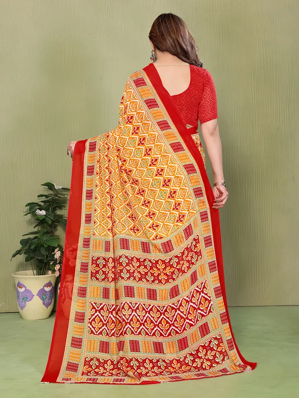 Printed_Daily_Wear_Georgette_Saree_(Yellow)