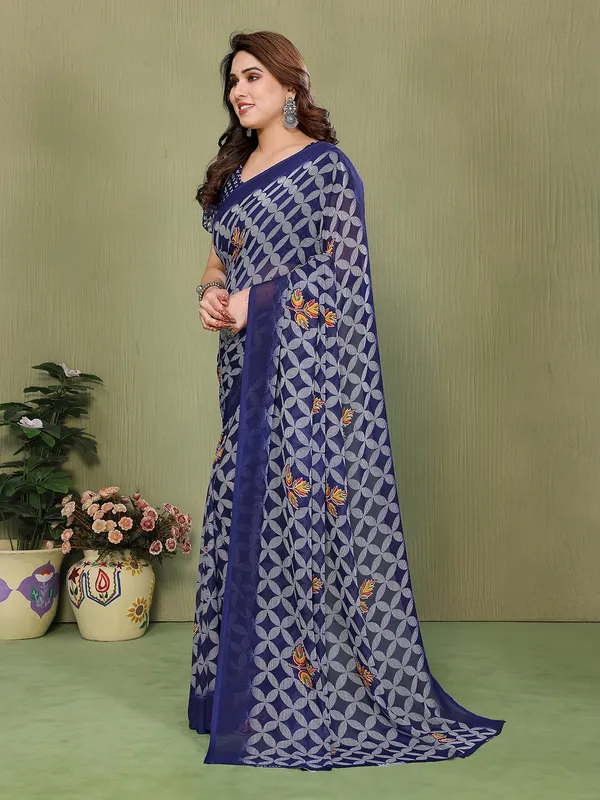 Printed_Georgette_Saree_With_UnStitched_Blouse_Piece_(BLUE)