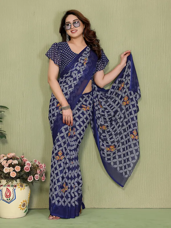Printed_Georgette_Saree_With_UnStitched_Blouse_Piece_(BLUE)