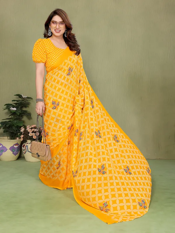 Printed_Georgette_Saree_With_UnStitched_Blouse_Piece_(YELLOW)