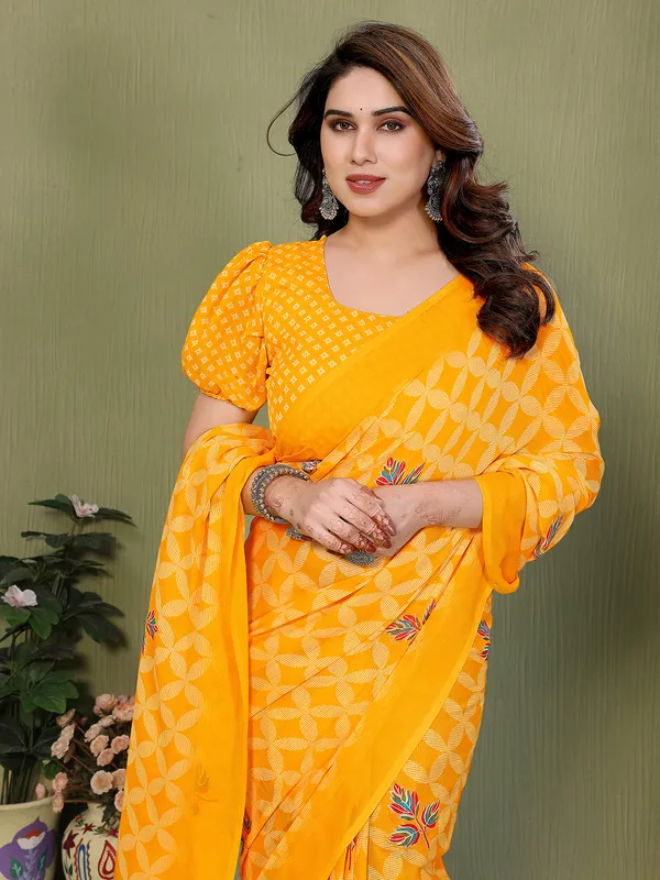 Printed_Georgette_Saree_With_UnStitched_Blouse_Piece_(YELLOW)