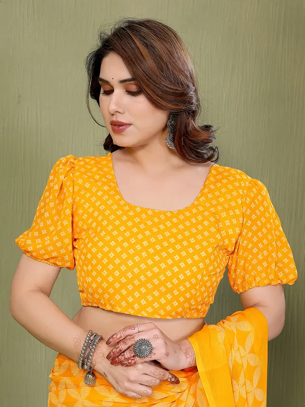 Printed_Georgette_Saree_With_UnStitched_Blouse_Piece_(YELLOW)