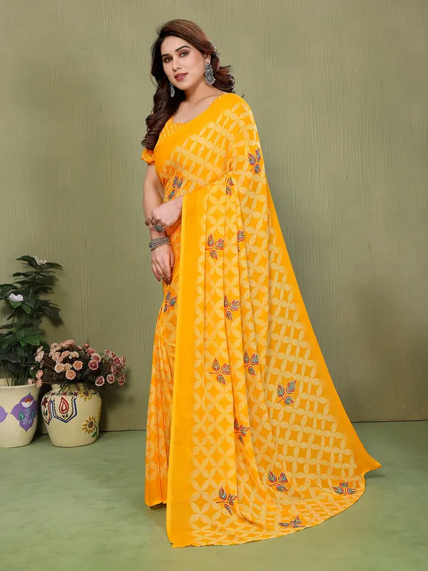Printed_Georgette_Saree_With_UnStitched_Blouse_Piece_(YELLOW)