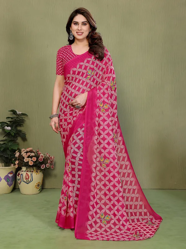 Printed_Georgette_Saree_With_UnStitched_Blouse_Piece_(PINK)