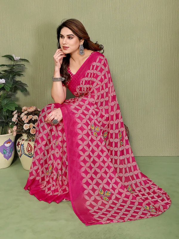 Printed_Georgette_Saree_With_UnStitched_Blouse_Piece_(PINK)
