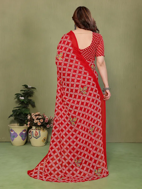 Printed_Georgette_Saree_With_UnStitched_Blouse_Piece_(RED)