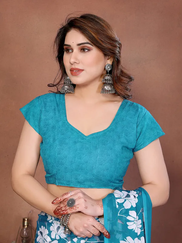 Printed_Georgette_Saree_With_UnStitched_Blouse_Piece_(BLUE)