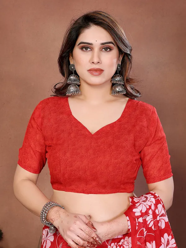 Printed_Georgette_Saree_With_UnStitched_Blouse_Piece_(RED)