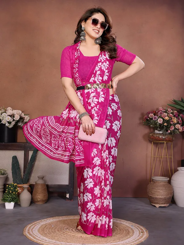 Printed_Georgette_Saree_With_UnStitched_Blouse_Piece_(PINK)