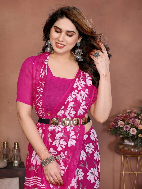 Printed_Georgette_Saree_With_UnStitched_Blouse_Piece_(PINK)
