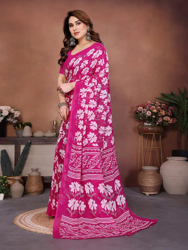 Printed_Georgette_Saree_With_UnStitched_Blouse_Piece_(PINK)