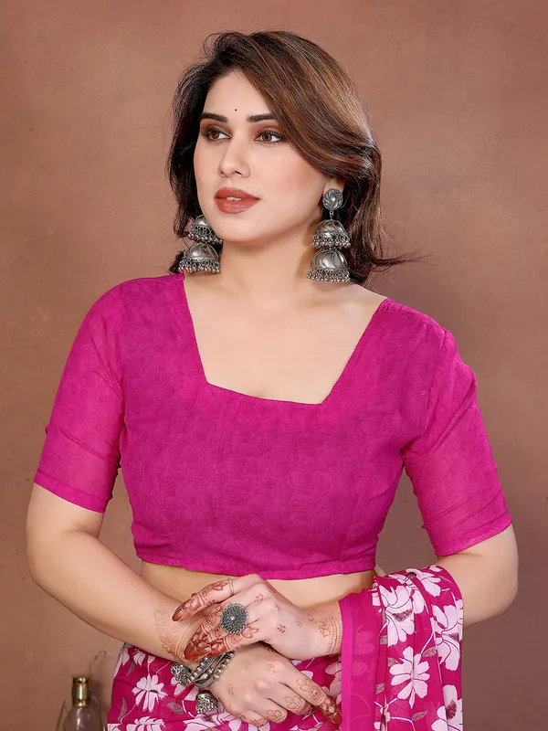 Printed_Georgette_Saree_With_UnStitched_Blouse_Piece_(PINK)