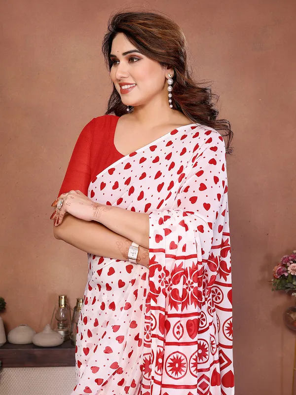 Printed_Georgette_Saree_With_UnStitched_Blouse_Piece_(RED)