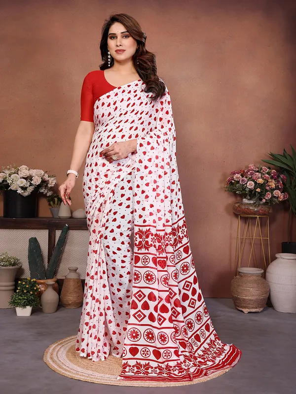Printed_Georgette_Saree_With_UnStitched_Blouse_Piece_(RED)