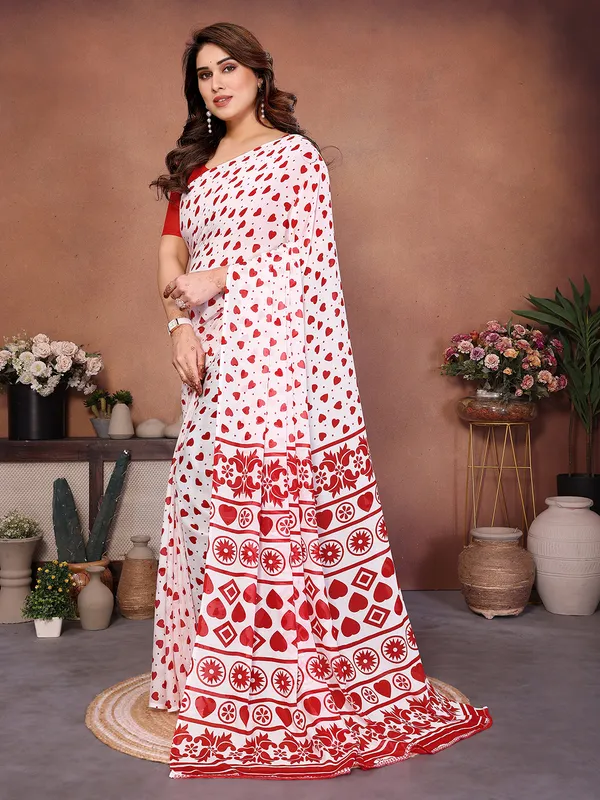 Printed_Georgette_Saree_With_UnStitched_Blouse_Piece_(RED)