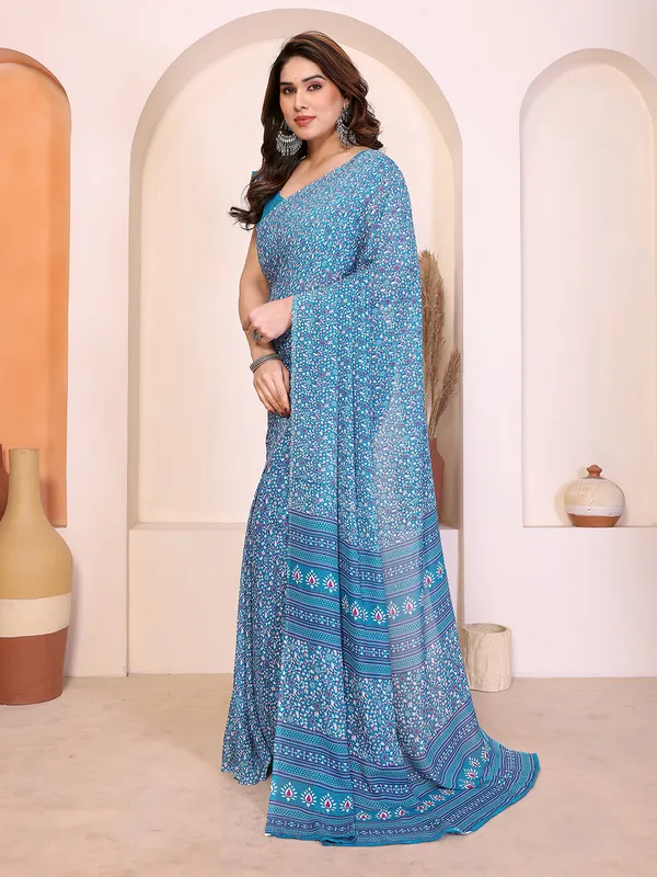 Printed_Georgette_Saree_With_UnStitched_Blouse_Piece_(BLUE)