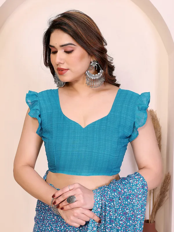 Printed_Georgette_Saree_With_UnStitched_Blouse_Piece_(BLUE)