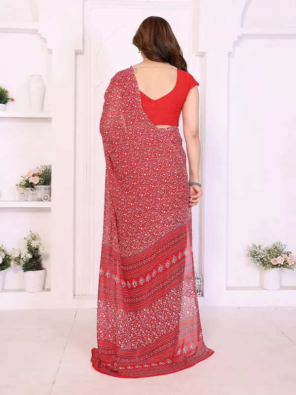 Printed_Georgette_Saree_With_UnStitched_Blouse_Piece_(RED)
