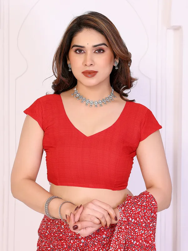 Printed_Georgette_Saree_With_UnStitched_Blouse_Piece_(RED)