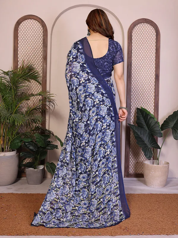 Floral_print_Georgette_Saree_With_UnStitched_Blouse_Piece_(BLUE)