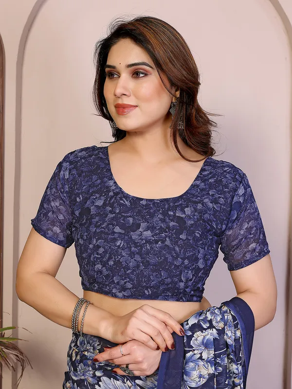 Floral_print_Georgette_Saree_With_UnStitched_Blouse_Piece_(BLUE)