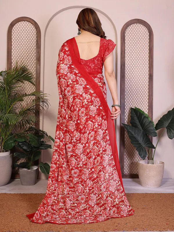 Floral_print_Georgette_Saree_With_UnStitched_Blouse_Piece_(RED)