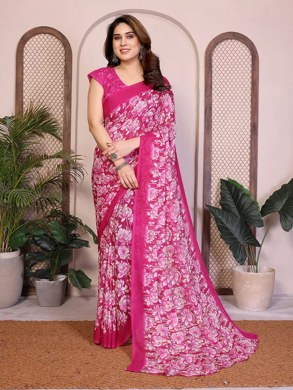 Floral_print_Georgette_Saree_With_UnStitched_Blouse_Piece_(PINK)