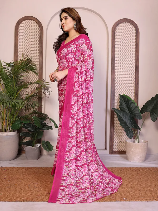 Floral_print_Georgette_Saree_With_UnStitched_Blouse_Piece_(PINK)