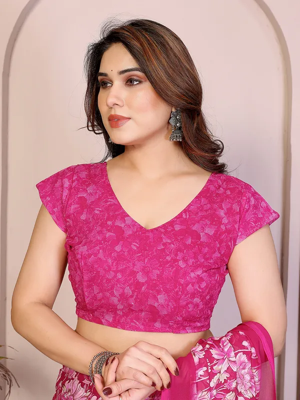Floral_print_Georgette_Saree_With_UnStitched_Blouse_Piece_(PINK)