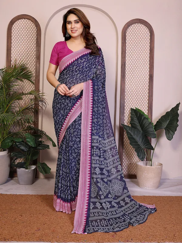 Floral_print_Georgette_Saree_With_UnStitched_Blouse_Piece_(BLUE)