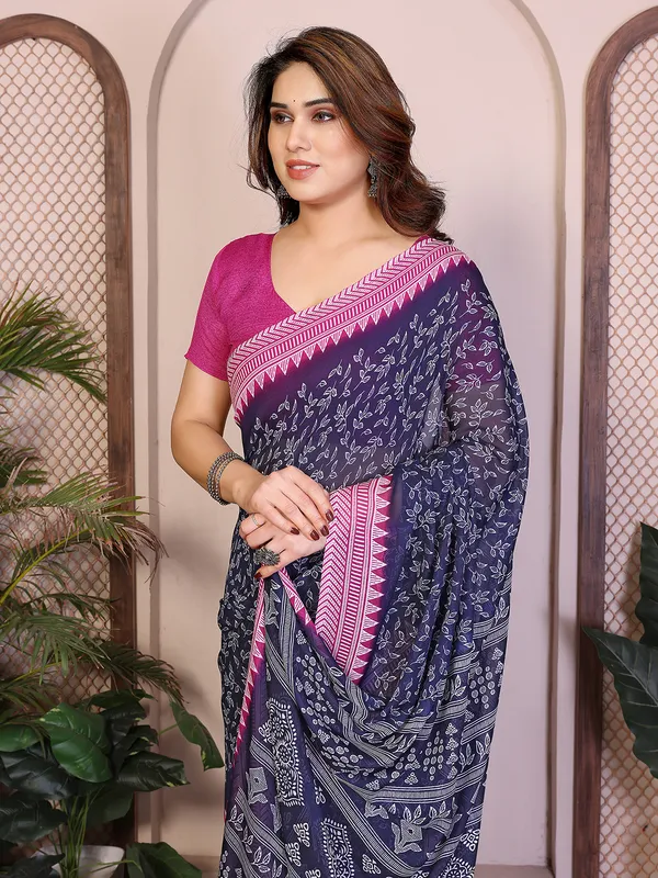 Floral_print_Georgette_Saree_With_UnStitched_Blouse_Piece_(BLUE)