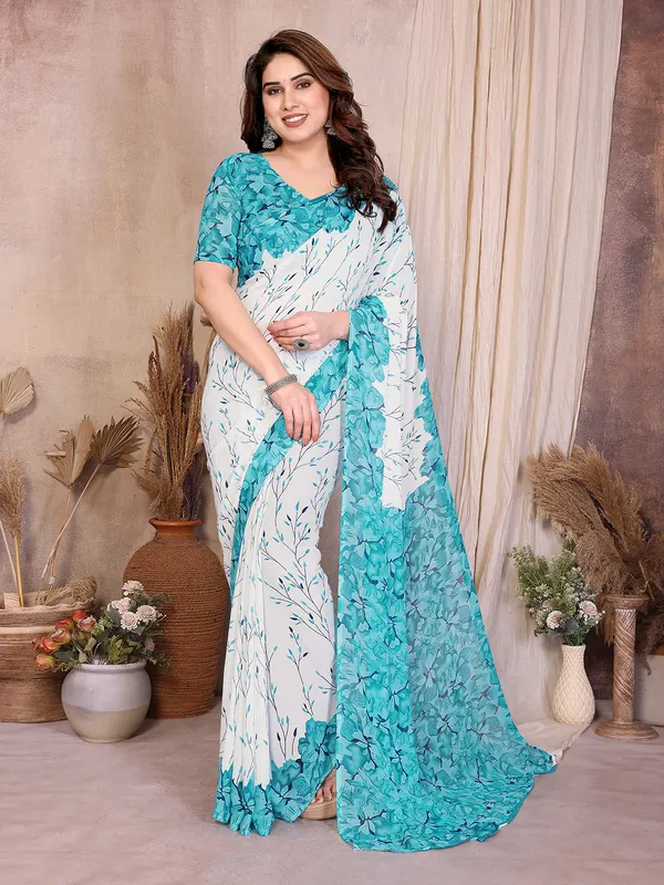 Floral_Print_Daily_Wear_Georgette_Saree_(Rama)