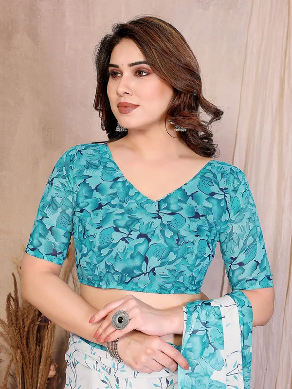Floral_Print_Daily_Wear_Georgette_Saree_(Rama)