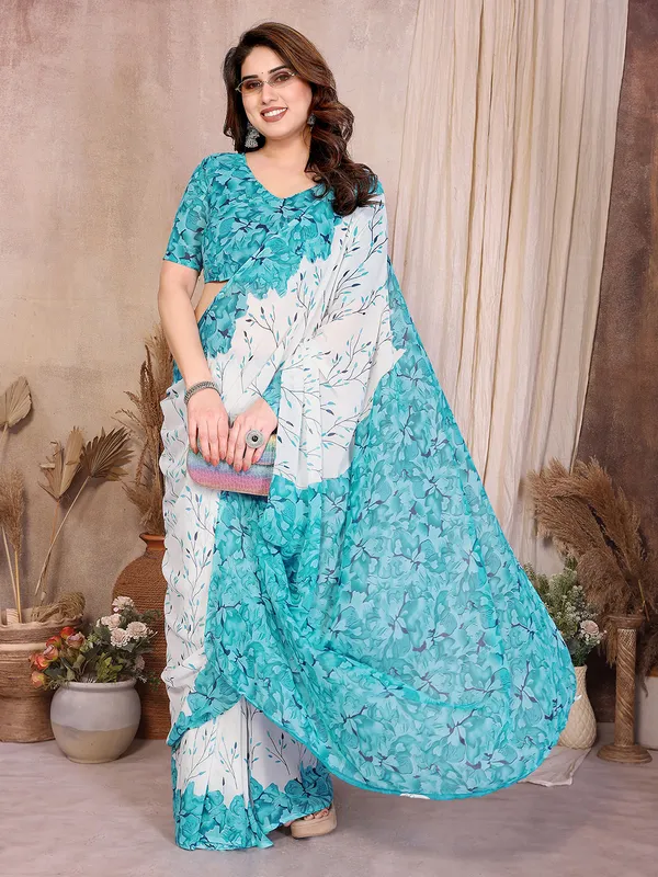 Floral_Print_Daily_Wear_Georgette_Saree_(Rama)
