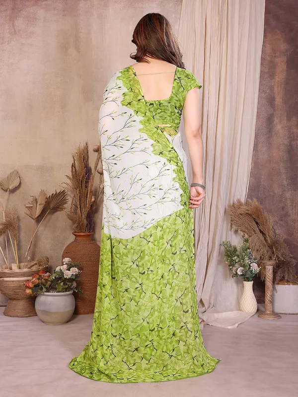 Floral_Print_Daily_Wear_Georgette_Saree_(Green)