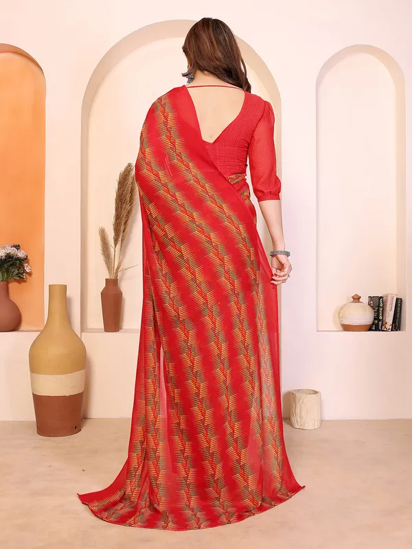 Printed_Daily_Wear_Georgette_Saree_(Red)