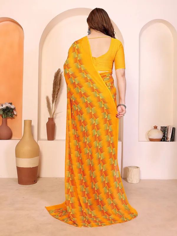Printed_Daily_Wear_Georgette_Saree_(Yellow)