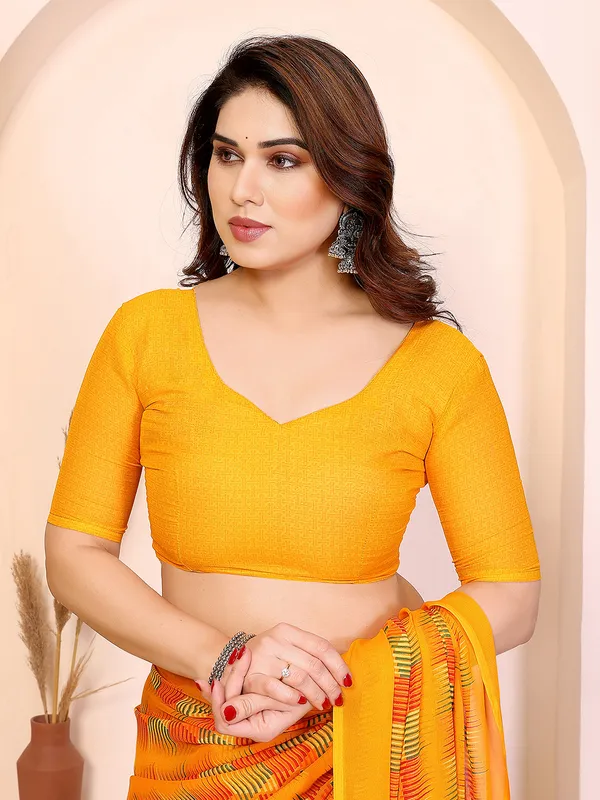 Printed_Daily_Wear_Georgette_Saree_(Yellow)