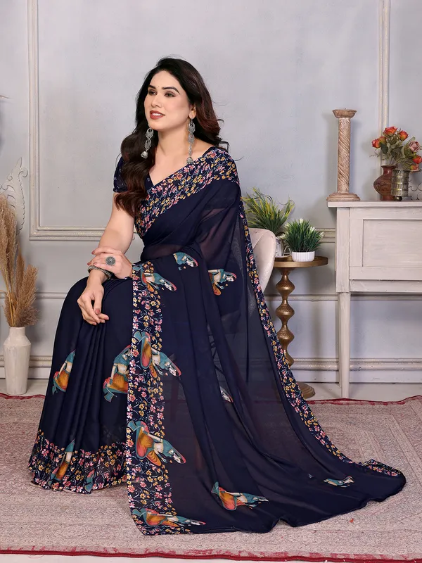 Printed_Daily_Wear_Georgette_Saree_With_Unstitched_Blouse_Piece