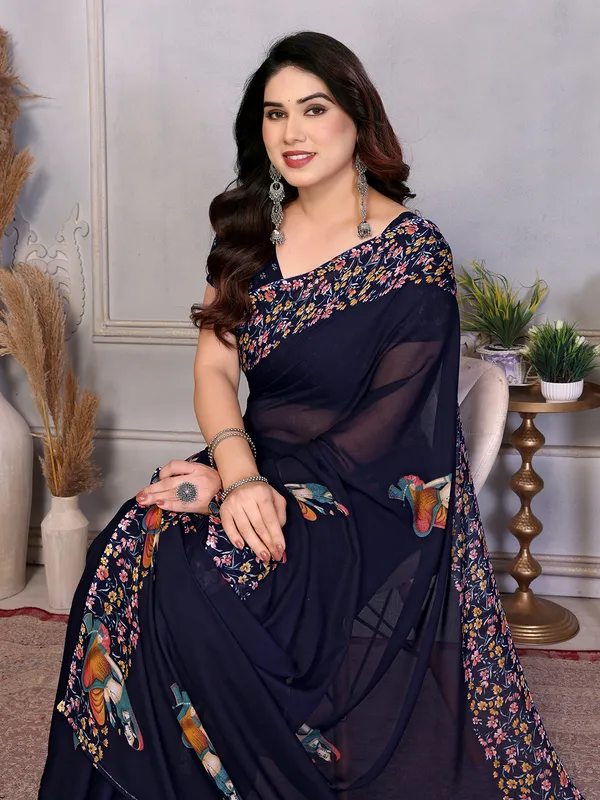 Printed_Daily_Wear_Georgette_Saree_With_Unstitched_Blouse_Piece