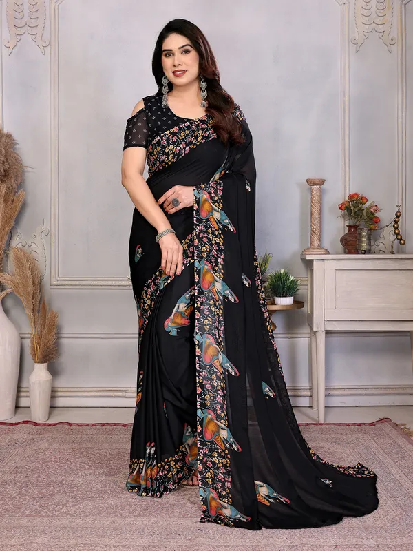 Printed_Daily_Wear_Georgette_Saree_With_Unstitched_Blouse_Piece