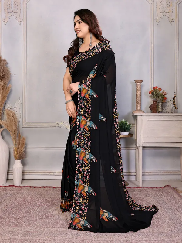 Printed_Daily_Wear_Georgette_Saree_With_Unstitched_Blouse_Piece