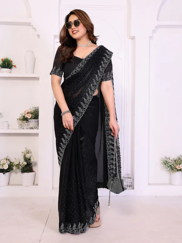 Women's_Chiffon_Shiny_Stone_and_Diamond_Work_Lace_Boarder_Saree_(Black)