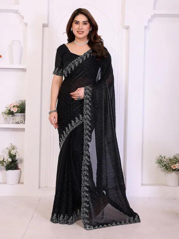 Women's_Chiffon_Shiny_Stone_and_Diamond_Work_Lace_Boarder_Saree_(Black)