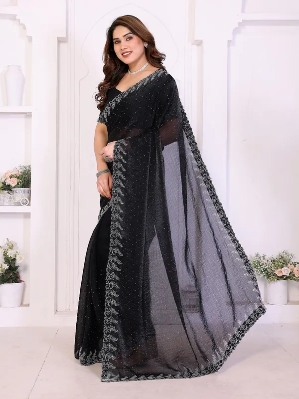 Women's_Chiffon_Shiny_Stone_and_Diamond_Work_Lace_Boarder_Saree_(Black)