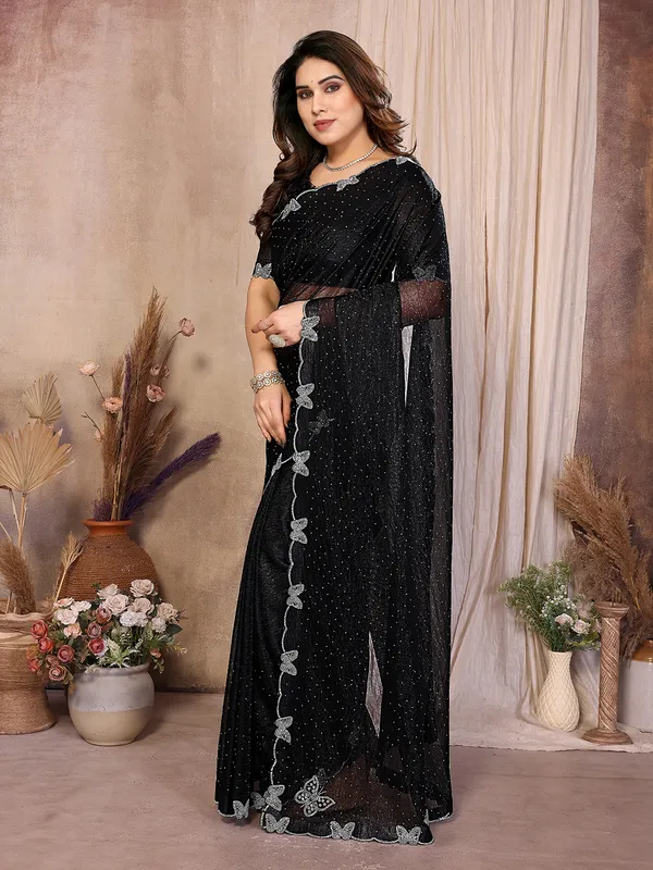 Butterfly_Diamond_Lace_Work_Saree_With_Unstitched_Blouse_Piece_(BLACK)