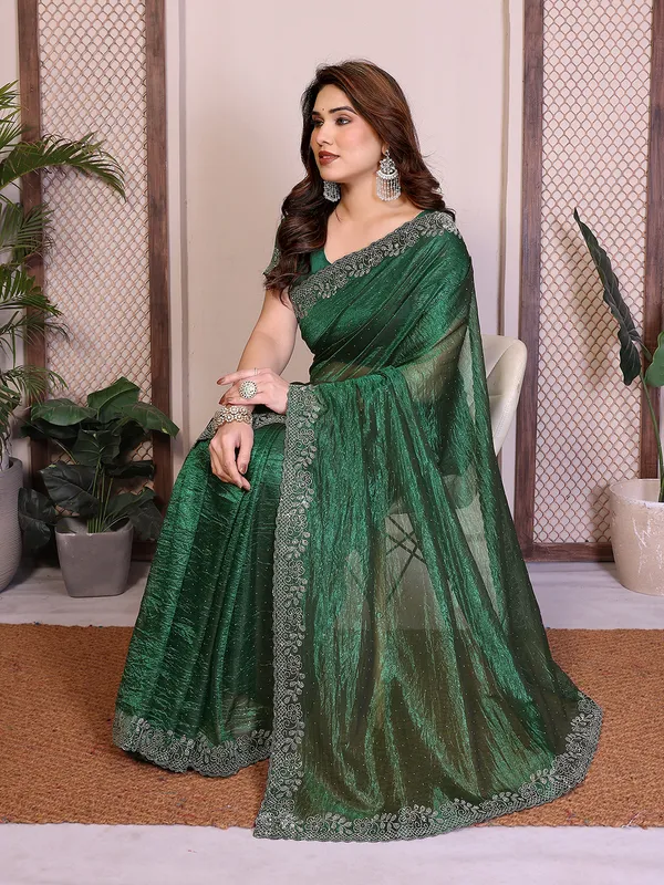 Net_Fabric_Lace_Border_Saree_With_Unstitched_Blouse_Piece_(GREEN)