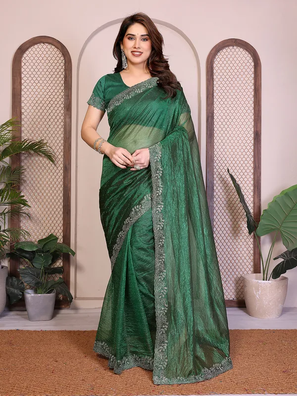 Net_Fabric_Lace_Border_Saree_With_Unstitched_Blouse_Piece_(GREEN)